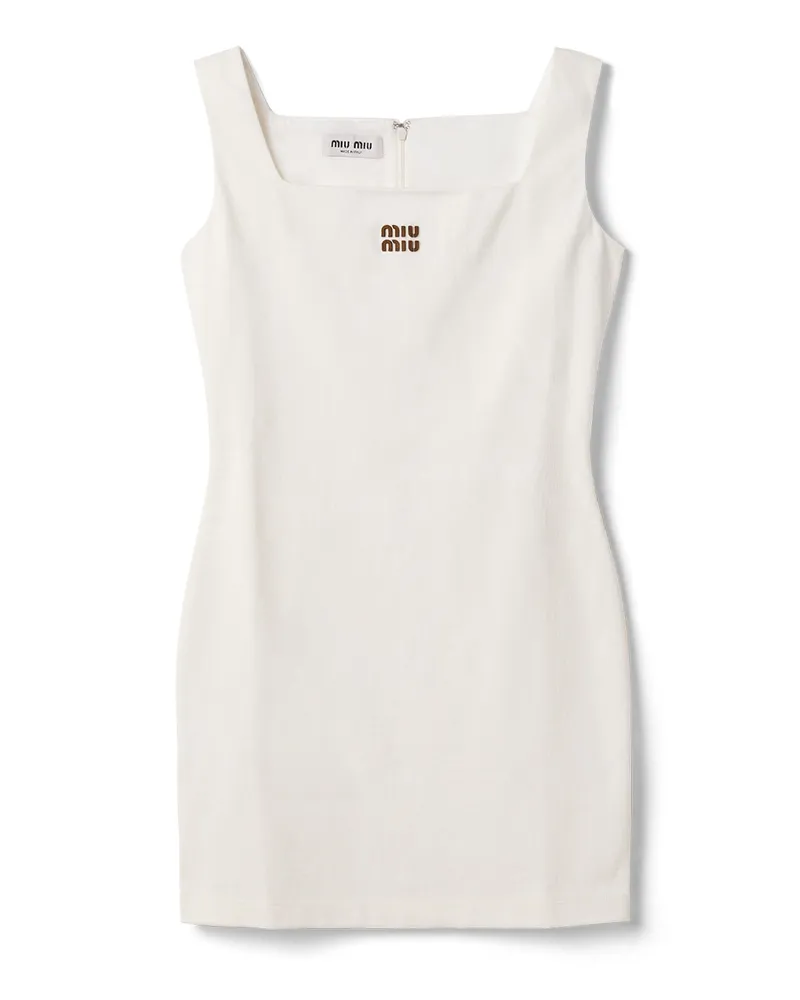Miu Miu Minikleid Aus Jersey, Damen, Weiss, Größe Weiss
