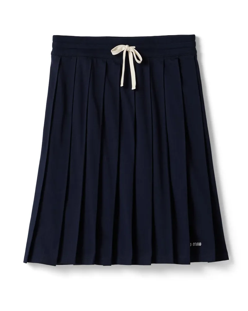 Miu Miu Plissierter Rock Aus Garment-dyed Jersey, Damen, Blau, Größe Blau