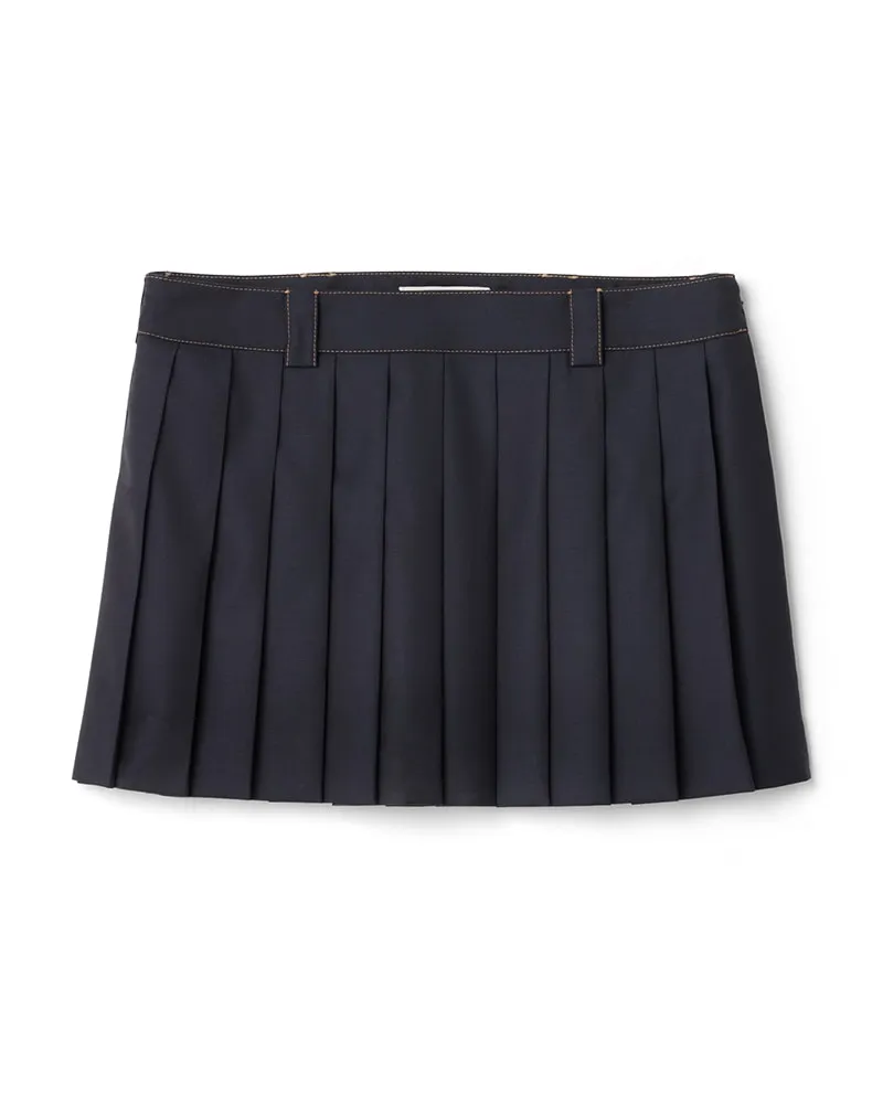Miu Miu Mini-faltenrock Aus Batavia, Damen, Blau, Größe Blau