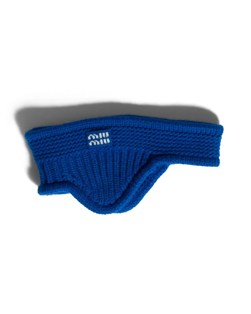 Miu Miu Headband Aus Wolle Und Kaschmir Mit Ohrenklappen, Damen, Königsblau, Größe Königsblau