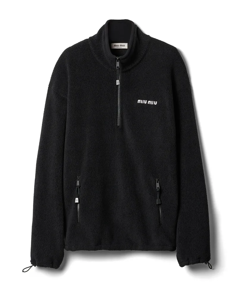 Miu Miu Sweatshirt Aus Fleece, Damen, Schwarz, Größe Schwarz