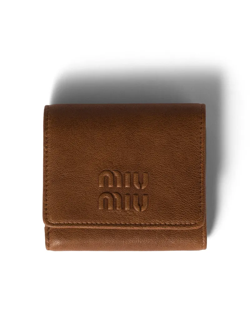 Miu Miu Kleine Geldbörse Aus Nappa-leder, Damen, Eiche Eiche