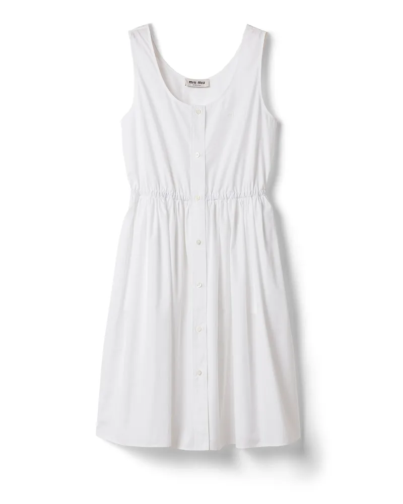 Miu Miu Kleid Aus Popeline, Damen, Weiss, Größe Weiss