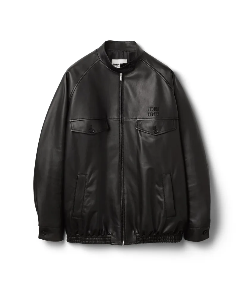 Miu Miu Jacke Aus Nappaleder, Damen, Schwarz, Größe Schwarz