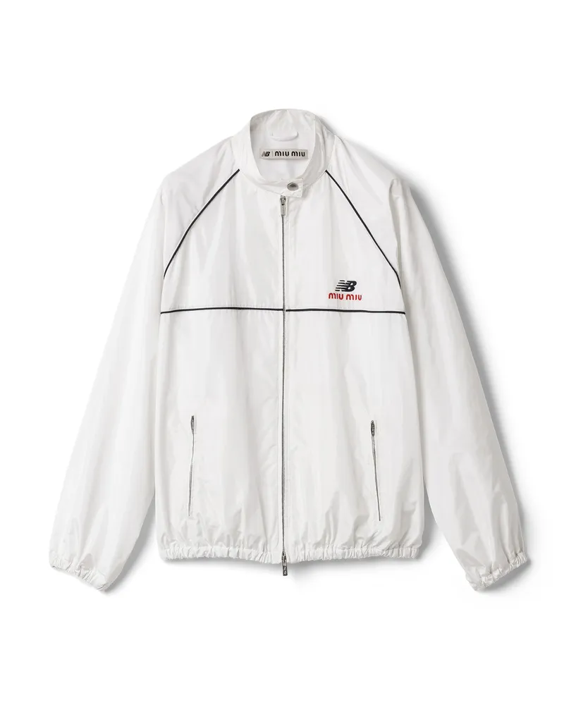 Miu Miu Technische Blousonjacke Aus Popeline, Damen, Weiss, Größe Weiss