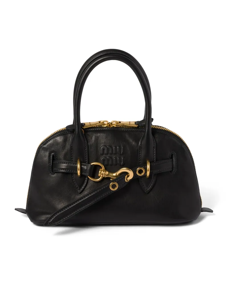 Miu Miu Aventure Henkeltasche Aus Nappa-leder, Damen, Schwarz Schwarz