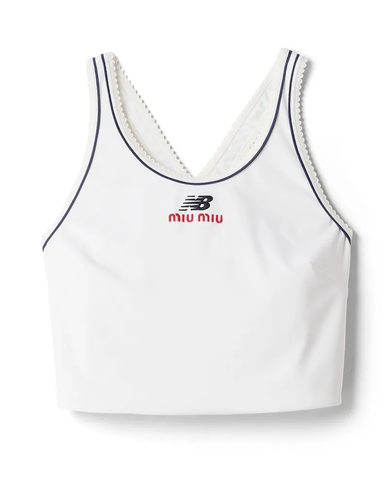 Miu Miu Tanktop Aus Technischem Stretch-jersey, Damen, Weiss, Größe Weiss