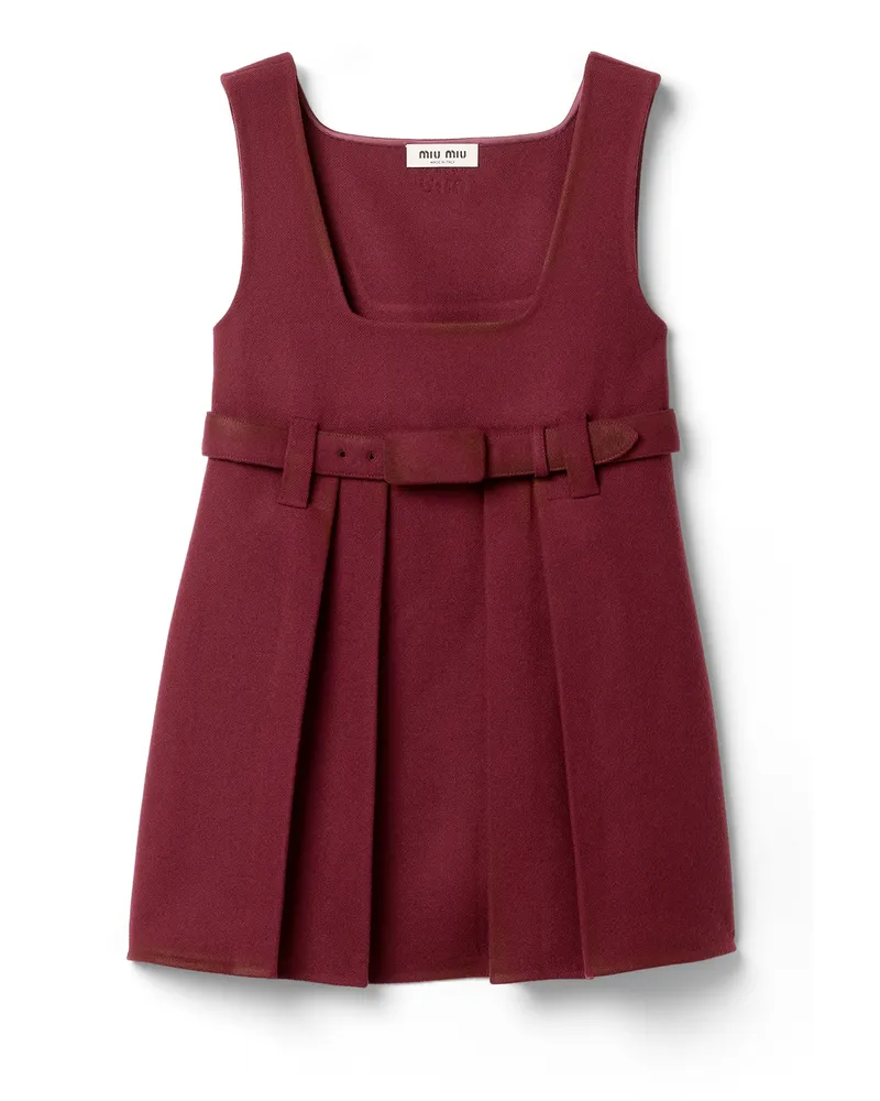 Miu Miu Kleid Aus Gewachster Doppel-wolle, Damen, Burgunderrot, Größe Burgunderrot