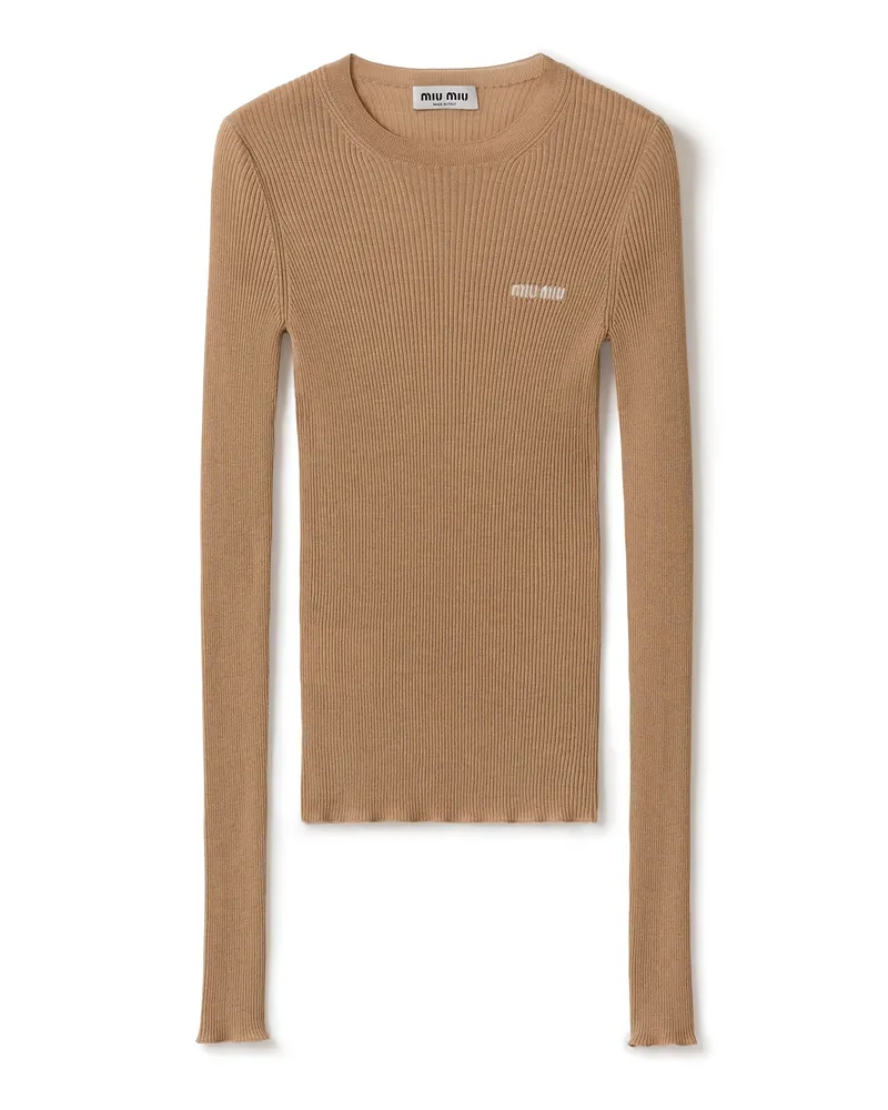 Miu Miu Pullover Aus Kaschmir Und Seide, Damen, Kamelbraun, Größe Kamelbraun