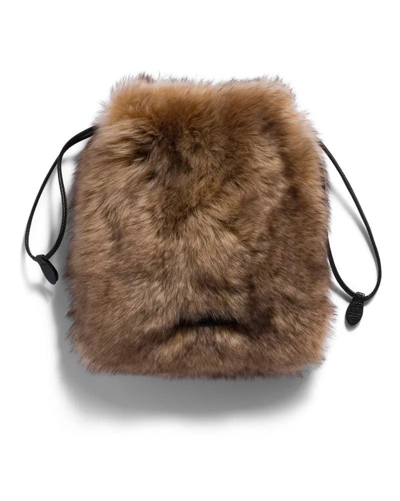 Miu Miu Pouch Aus Lammfell, Damen, Korkbeige Korkbeige