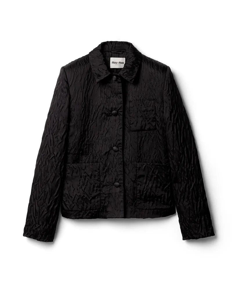 Miu Miu Einreihige Jacke Aus Cloqué-duchesse, Damen, Schwarz, Größe Schwarz