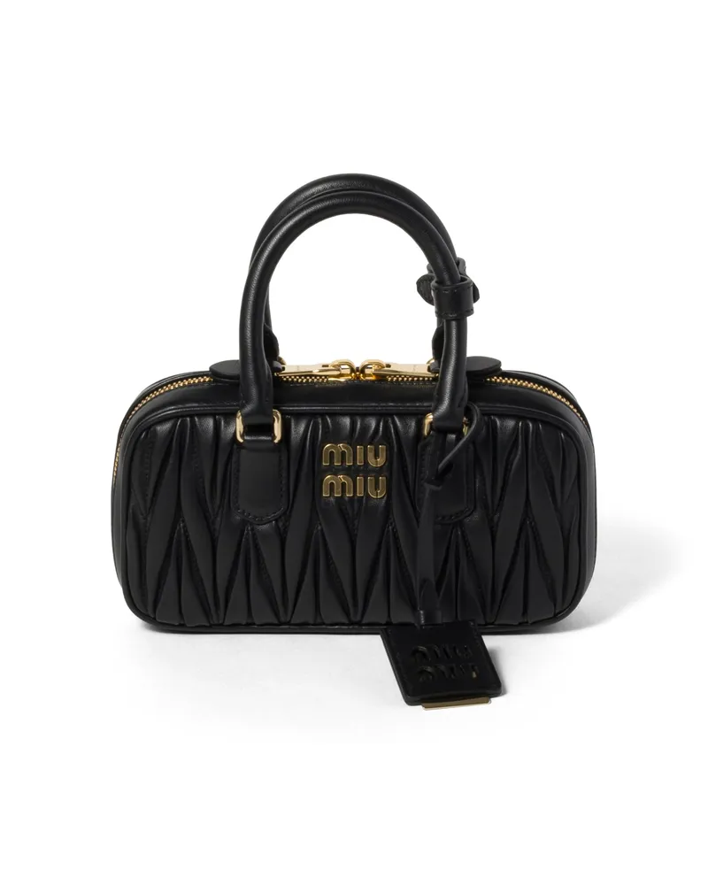 Miu Miu Arcadie Mini Bag Aus Matelassé-nappaleder, Damen, Schwarz Schwarz