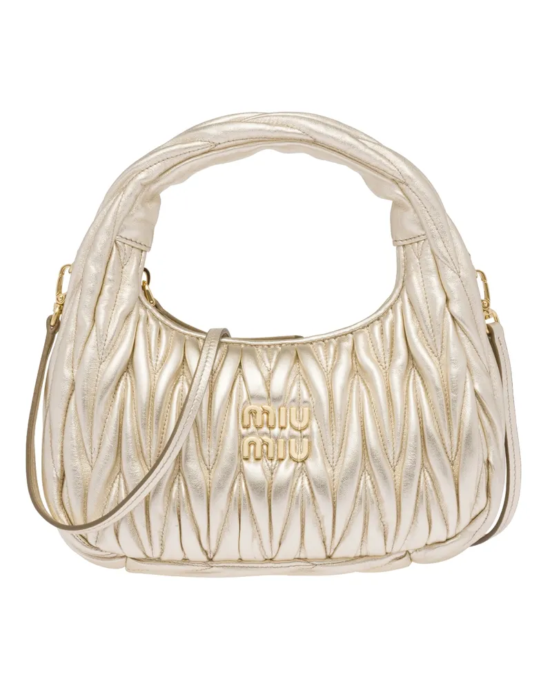 Miu Miu Wander Hobo Bag Aus Matelassé-nappaleder, Damen, Pyrit Pyrit