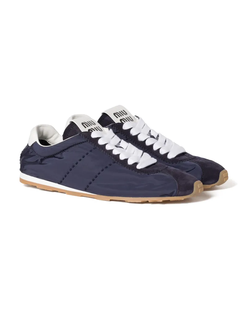 Miu Miu Plume Sneaker Aus Funktionsgewebe Und Wildleder, Damen, Blau, Größe Blau