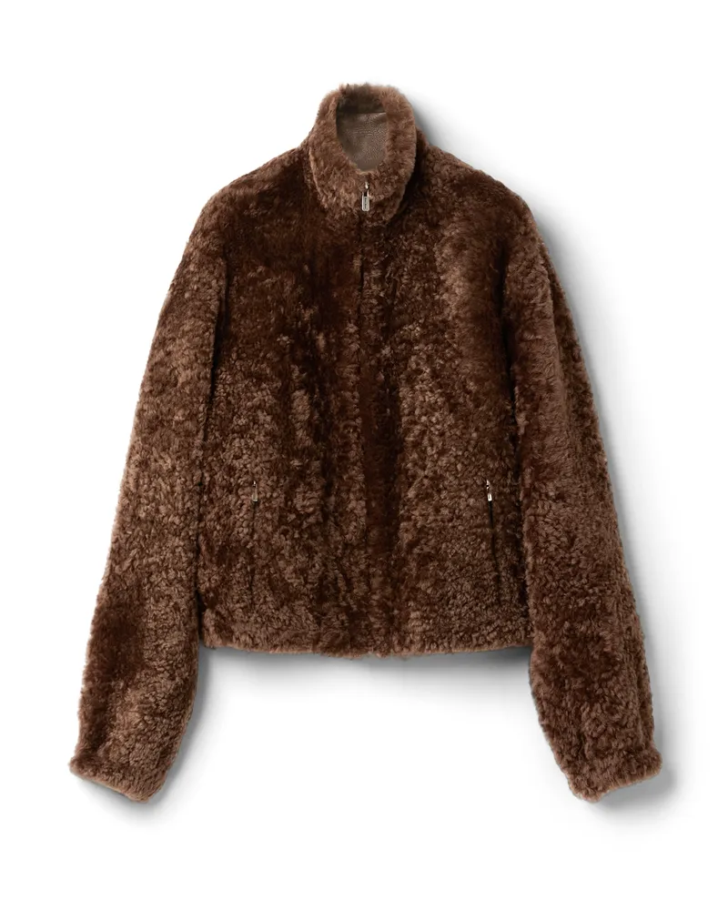 Miu Miu Blousonjacke Aus Lammfell, Damen, Sienna, Größe Sienna