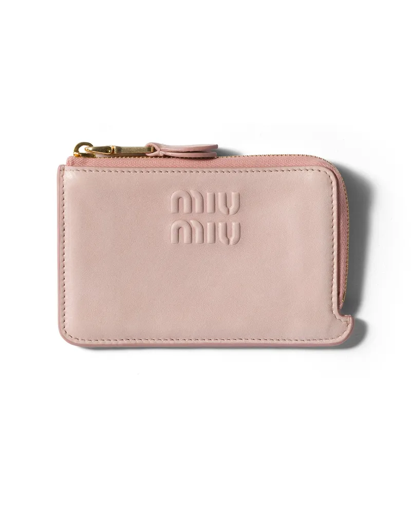 Miu Miu Kartenetui Aus Nappa-leder Im Kuvert-stil, Damen, Pfirsich Pfirsich