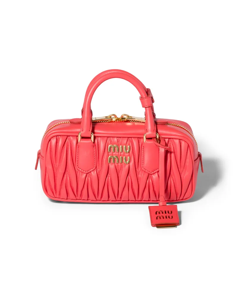 Miu Miu Arcadie Tasche Aus Matelassé-nappaleder, Damen, Koralle Koralle