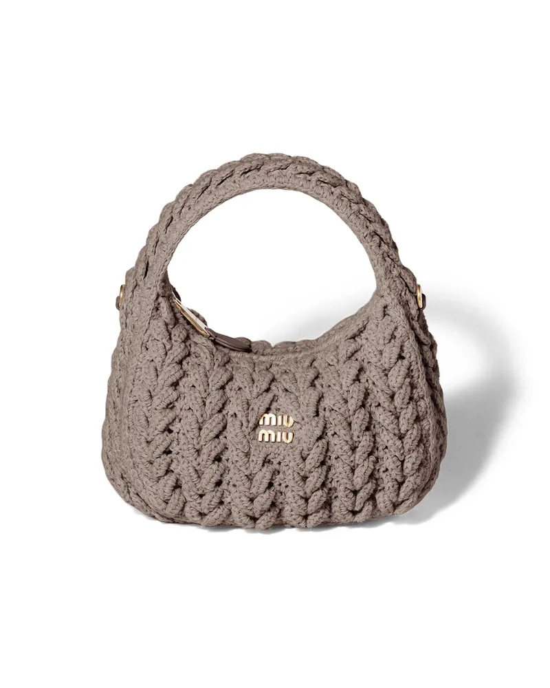 Miu Miu Wander Tasche Aus Shetlandwolle, Damen, Lehmgrau Lehmgrau