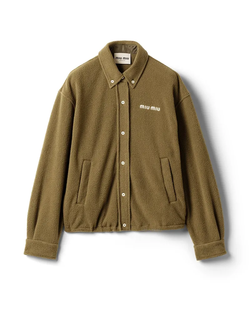 Miu Miu Blousonjacke Aus Fleece, Damen, Olivgrün, Größe Olivgrün