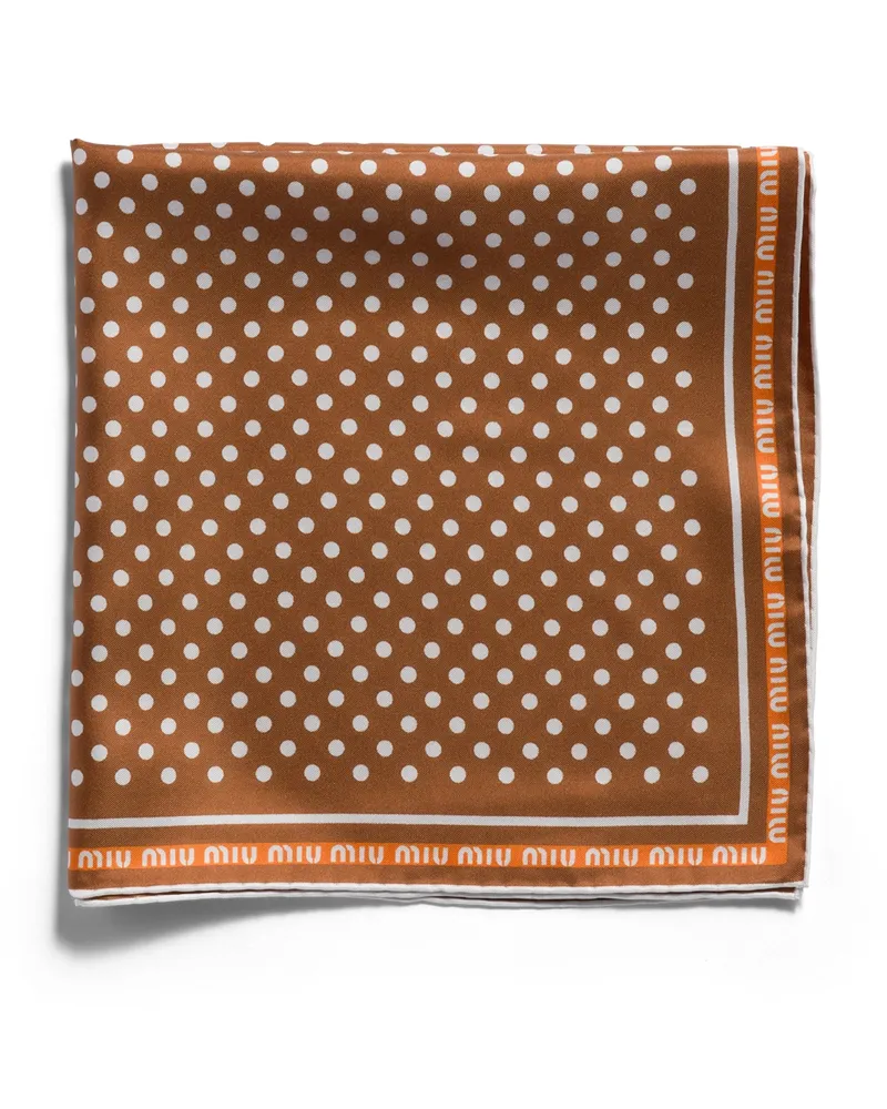 Miu Miu Bedruckter Schal Aus Twill, Damen, Cognac/orange Cognac