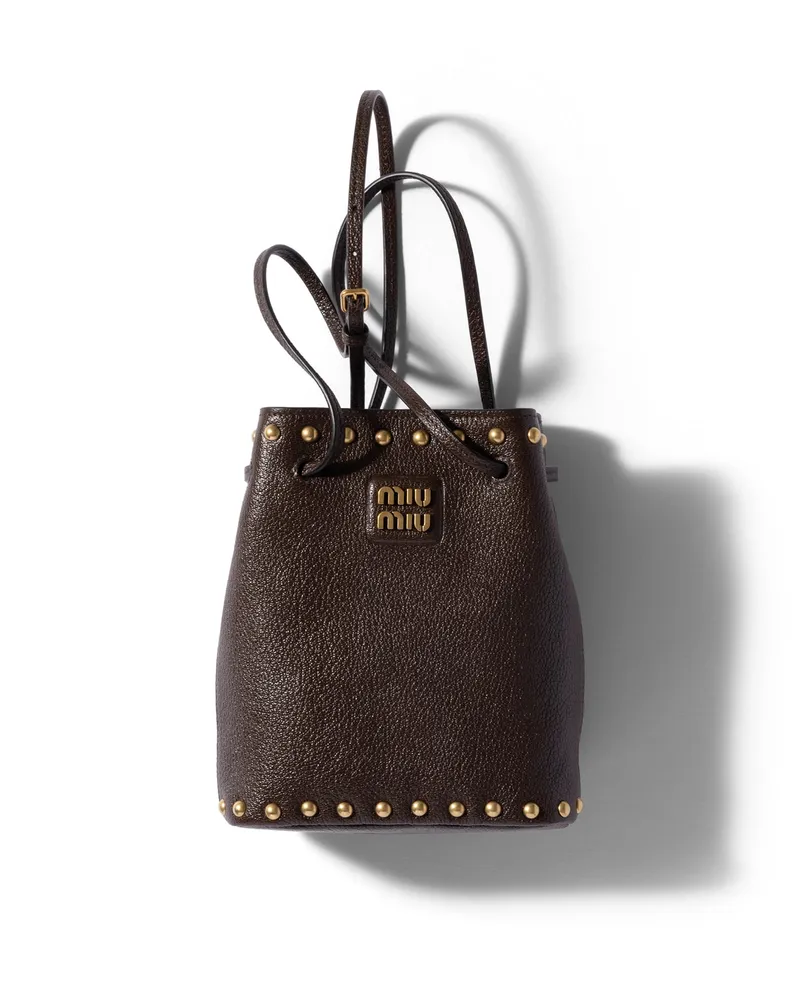 Miu Miu Pouch Aus Leder, Damen, Mahagoni Mahagoni