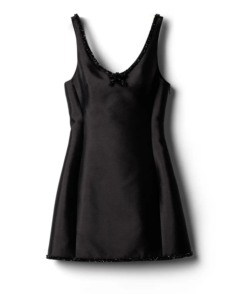 Miu Miu Besticktes Minikleid Aus Seide Und Wolle, Damen, Schwarz, Größe Schwarz