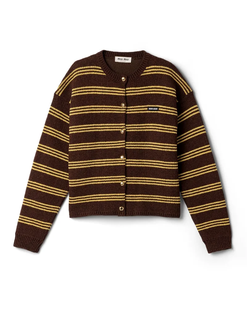 Miu Miu Strickjacke Aus Wolle Und Kaschmir, Damen, Kakaobraun, Größe Kakaobraun