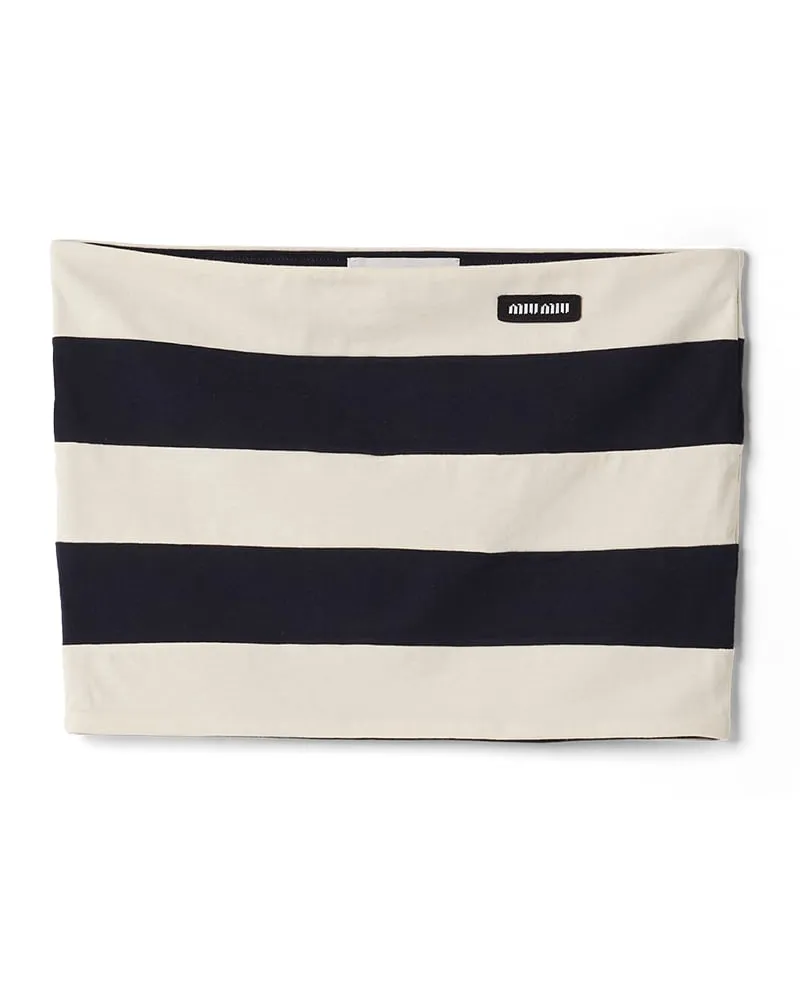 Miu Miu Gestreiftes Top Aus Jersey, Damen, Blau/kreide, Größe Blau