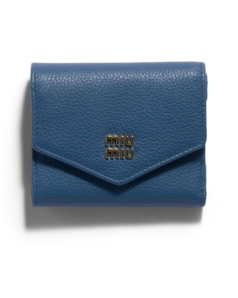 Miu Miu Kleine Geldbörse Aus Leder, Damen, Fliegerblau Fliegerblau
