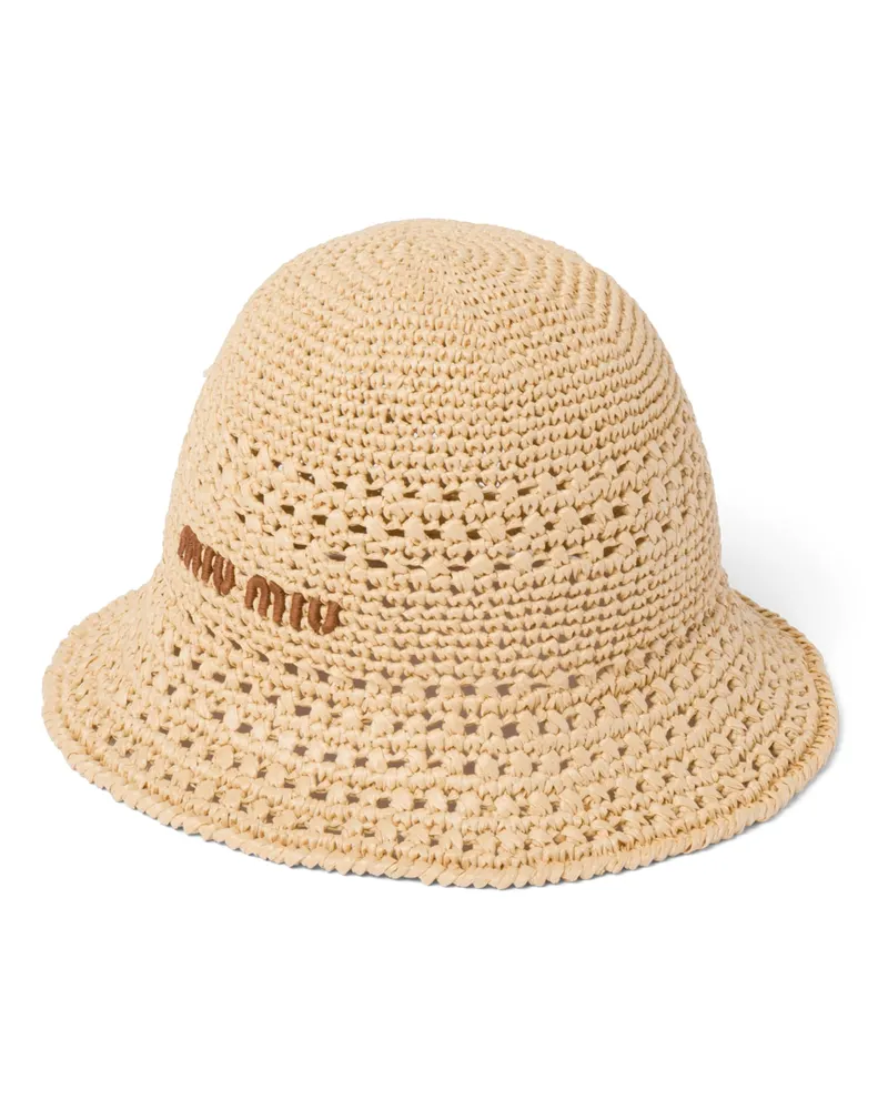 Miu Miu Hut Aus Webstoff, Damen, Beige/cognac, Größe Beige
