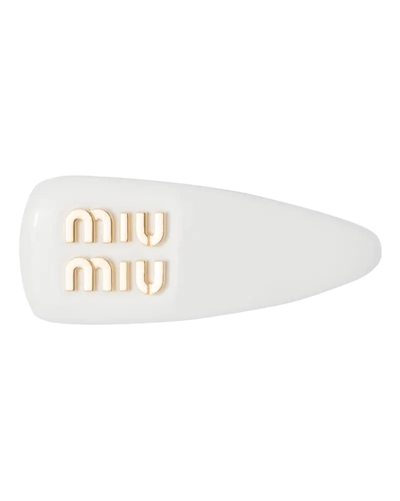 Miu Miu Haarspange Aus Lackleder, Damen, Weiss Weiss