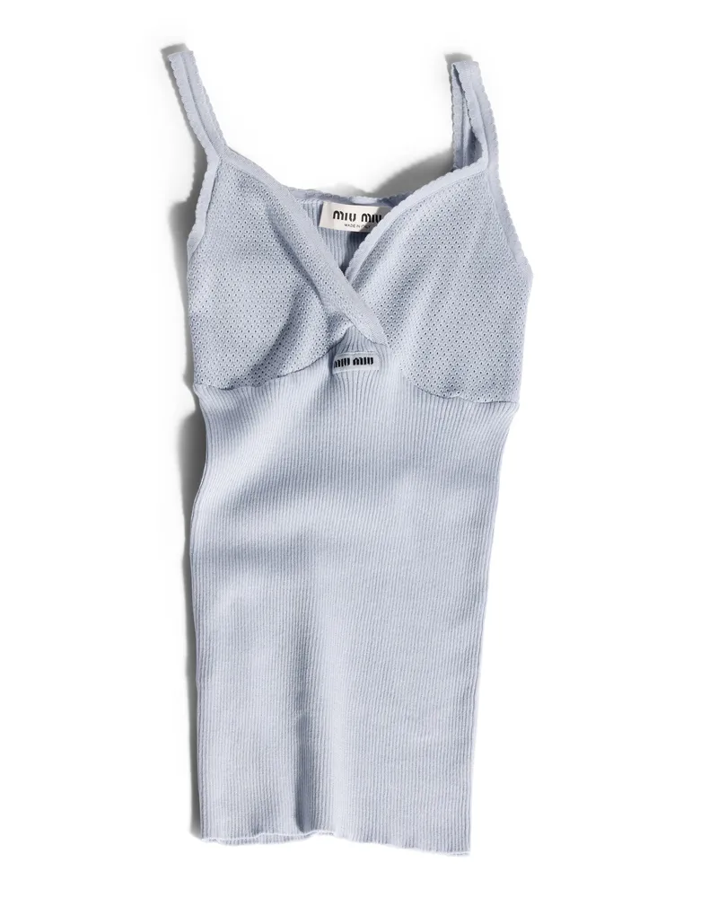 Miu Miu Top Aus Baumwollstrick, Damen, Astro-blau, Größe Astro-blau