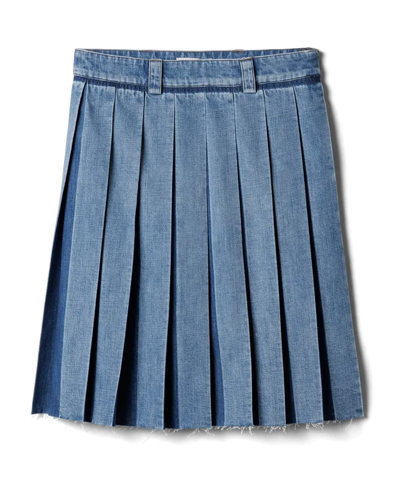 Miu Miu Faltenrock Aus Denim, Damen, Hellblau, Größe Hellblau