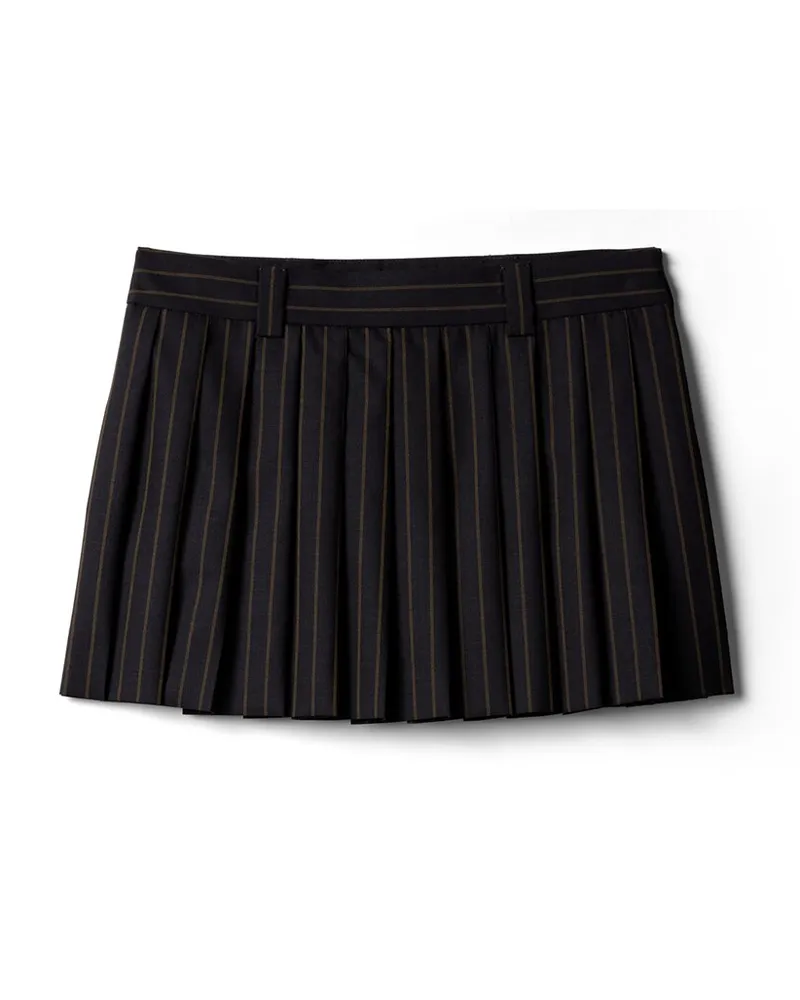 Miu Miu Mini-faltenrock Mit Nadelstreifen, Damen, Blau, Größe Blau