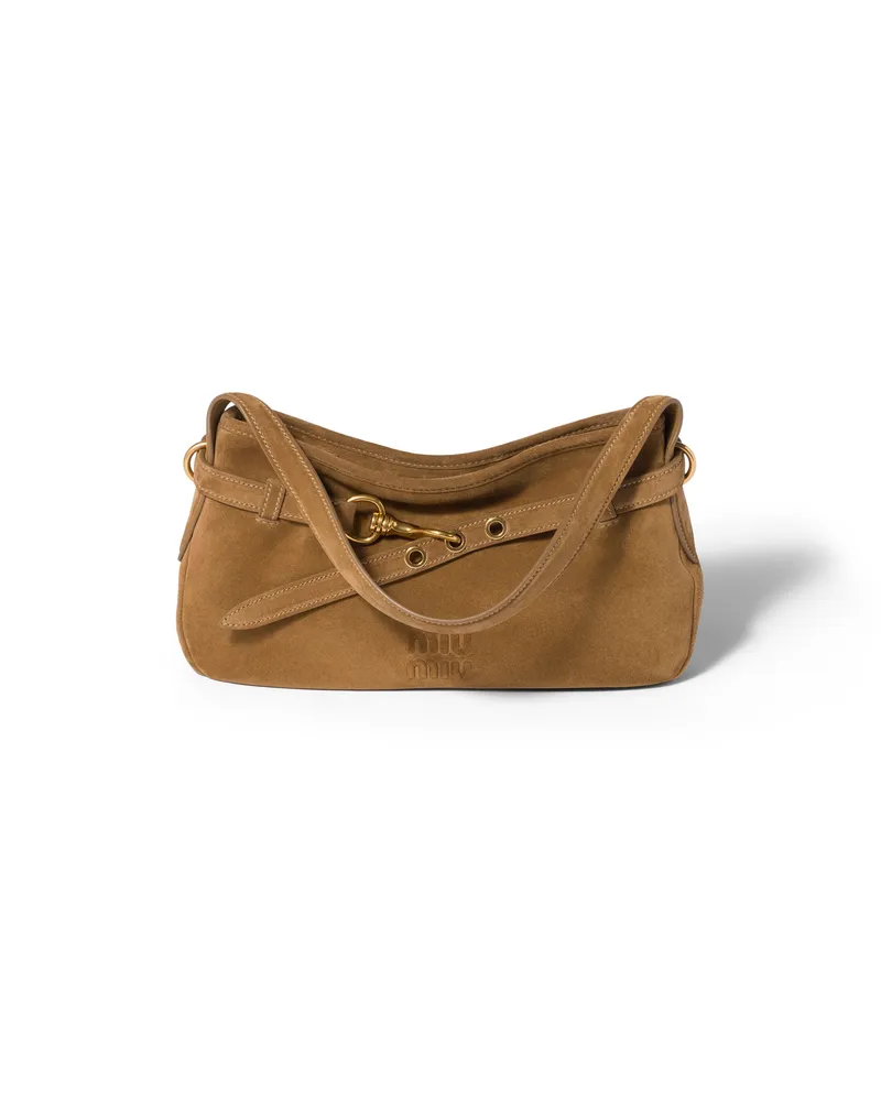 Miu Miu Aventure Tasche Aus Wildleder, Damen, Olivgrün Olivgrün