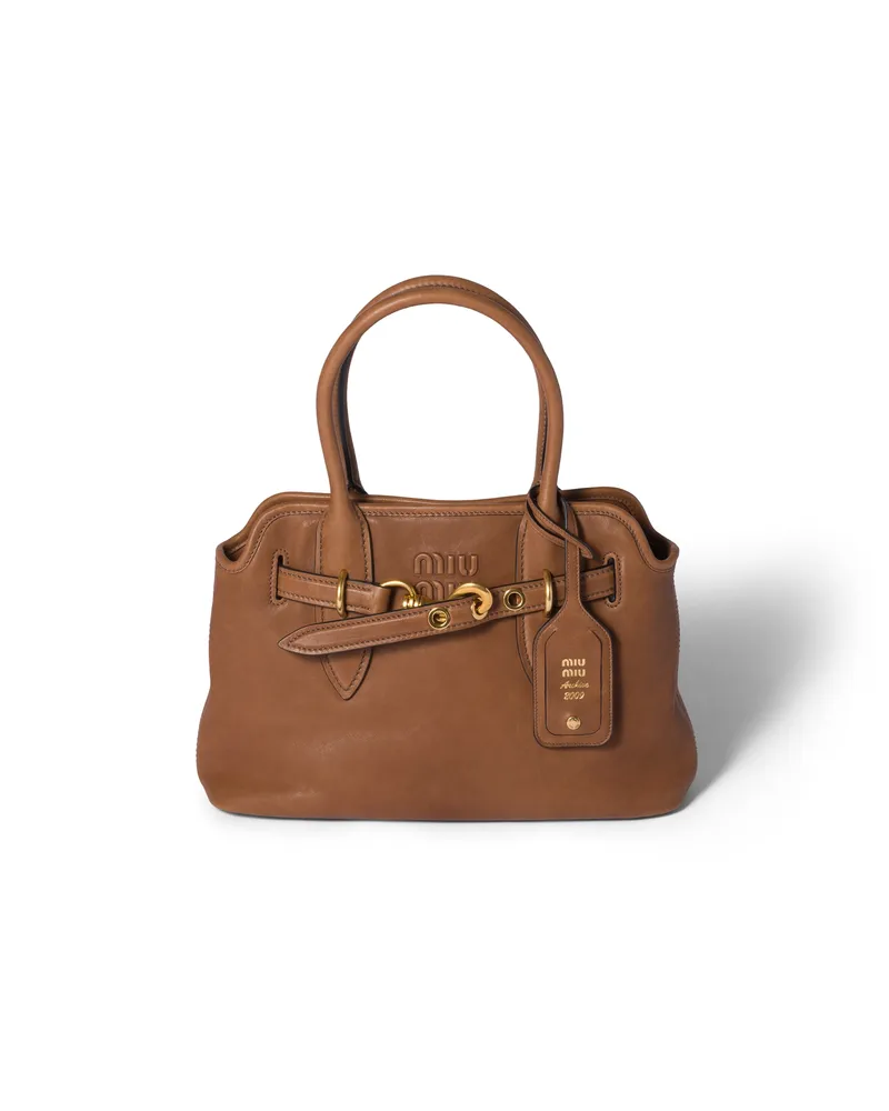 Miu Miu Aventure Tasche Aus Nappa-leder, Damen, Eiche Eiche