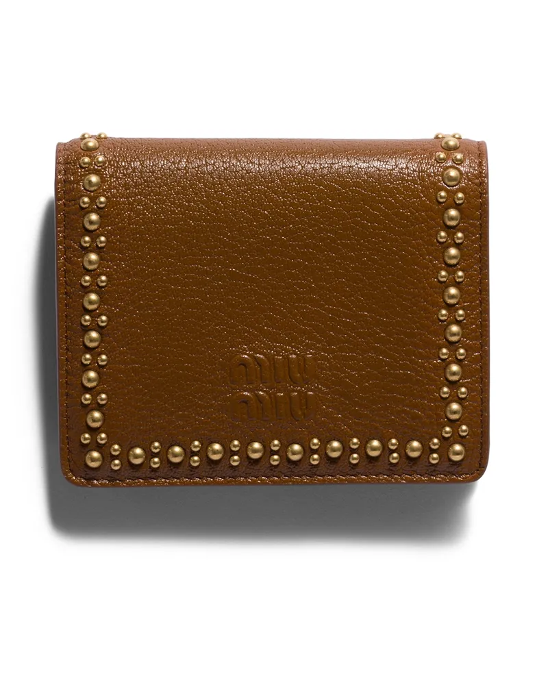 Miu Miu Kleine Geldbörse Aus Leder, Damen, Brandy Brandy