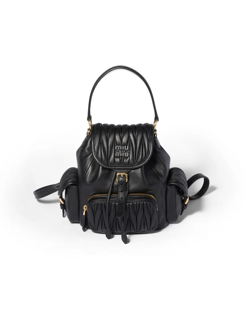 Miu Miu Rucksack Aus Matelassé-nappaleder, Damen, Schwarz Schwarz