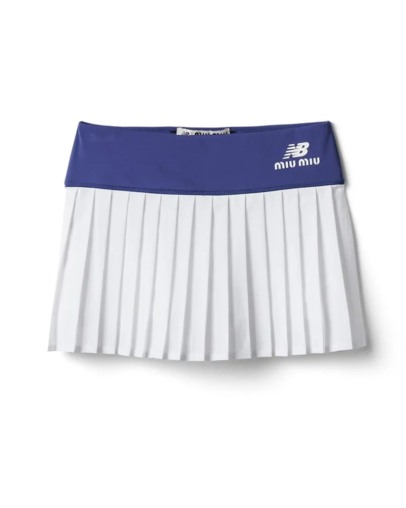 Miu Miu Falten-minirock Aus Funktionalem Stretch-jersey, Damen, Königsblau/weiss, Größe Königsblau