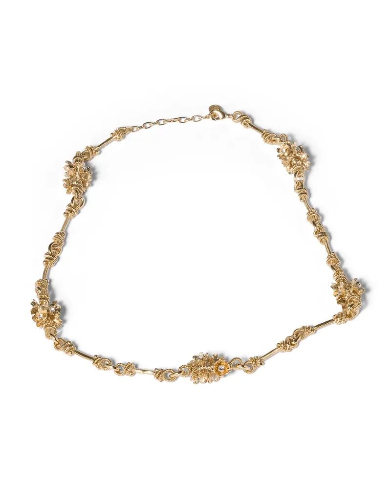 Miu Miu Halskette Aus Metall Mit Kristallen, Damen, Gold/kristall Gold