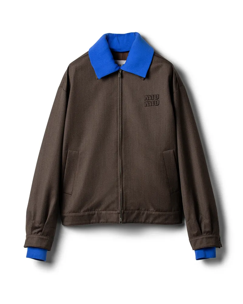 Miu Miu Blousonjacke Aus Cover-stoff, Damen, Kakaobraun, Größe Kakaobraun