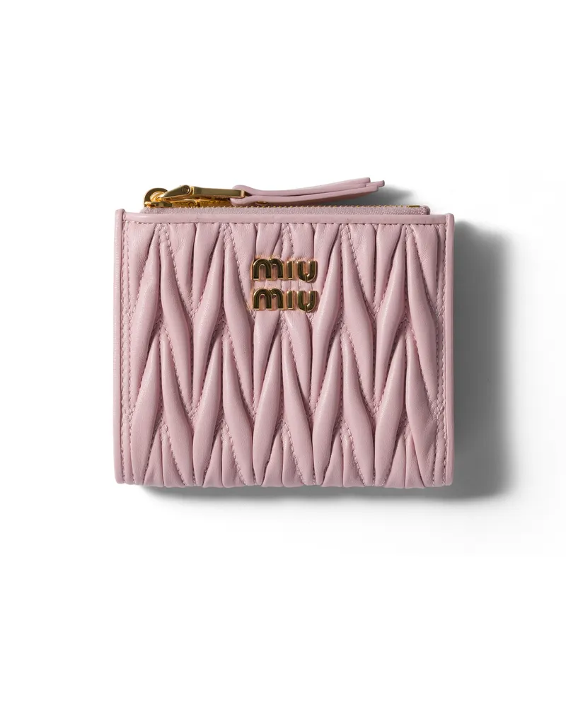 Miu Miu Kleine Geldbörse Aus Matelassé-nappaleder, Damen, Alabasterrosa Alabasterrosa