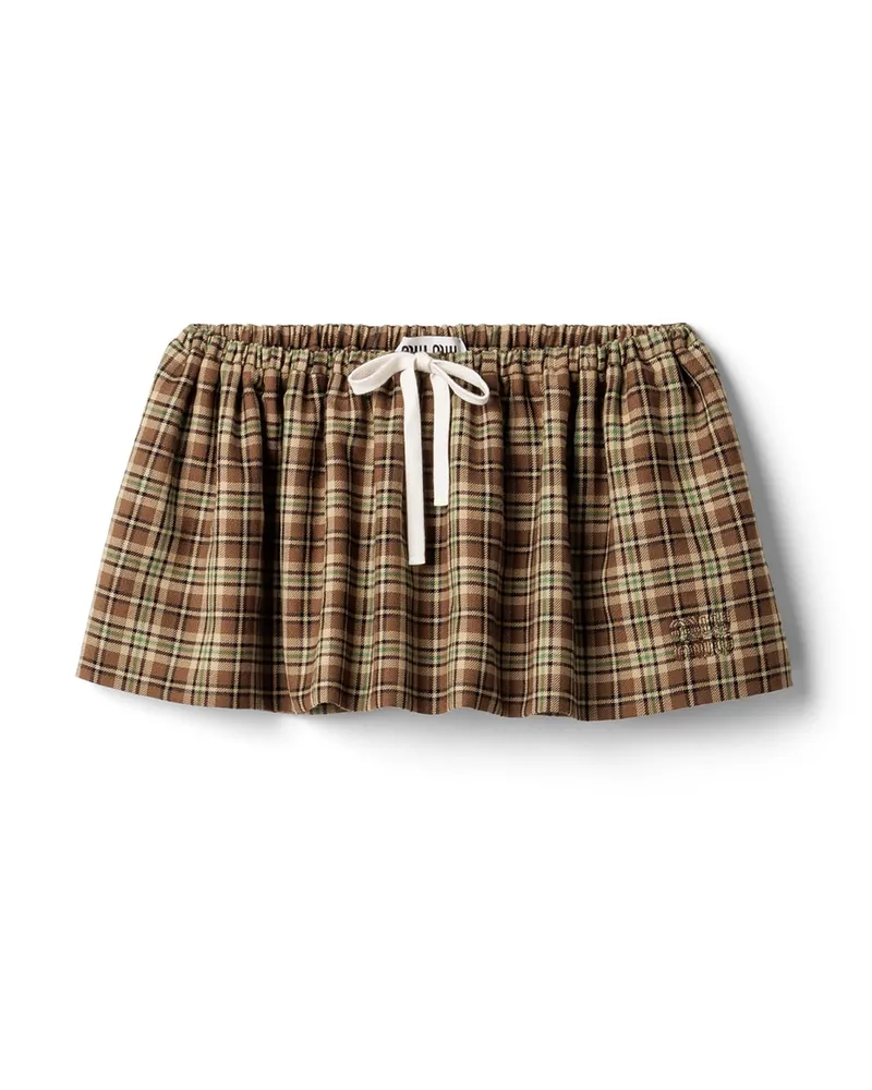 Miu Miu Karierter Minirock, Damen, Kamel/tabak, Größe Kamel