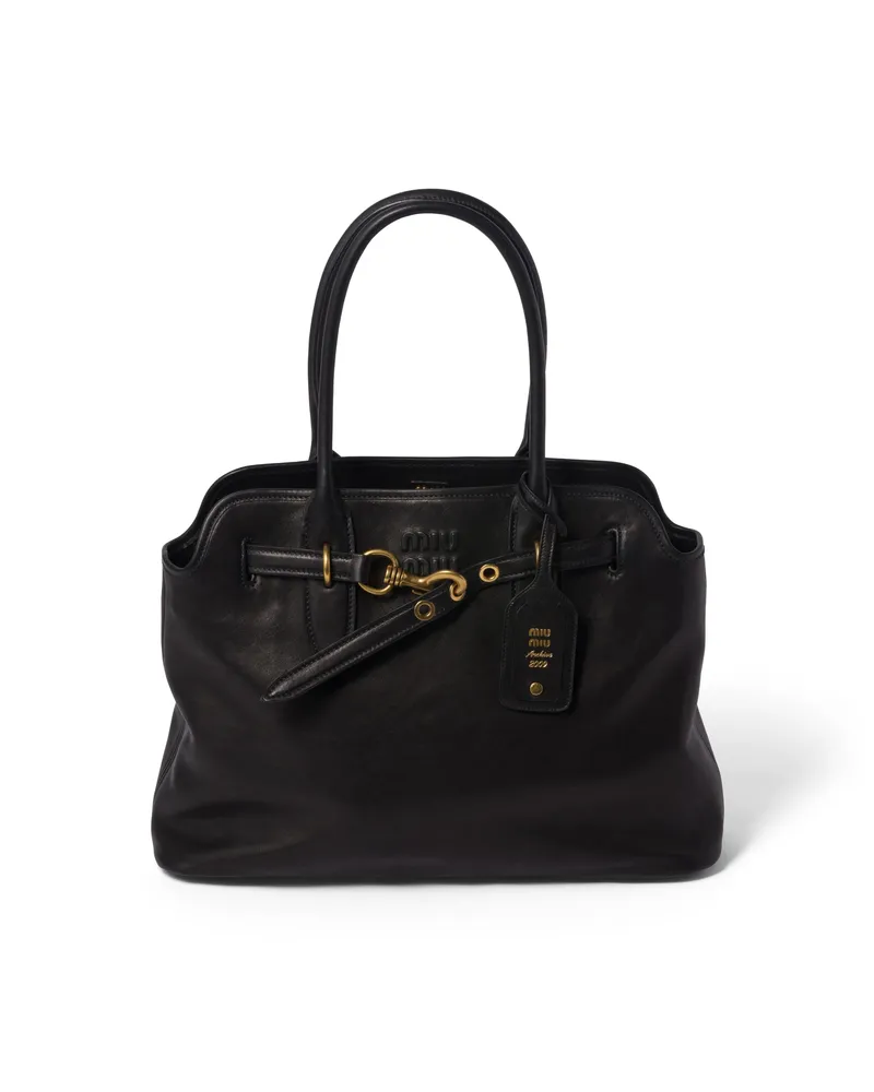 Miu Miu Aventure Tasche Aus Nappa-leder, Damen, Schwarz Schwarz