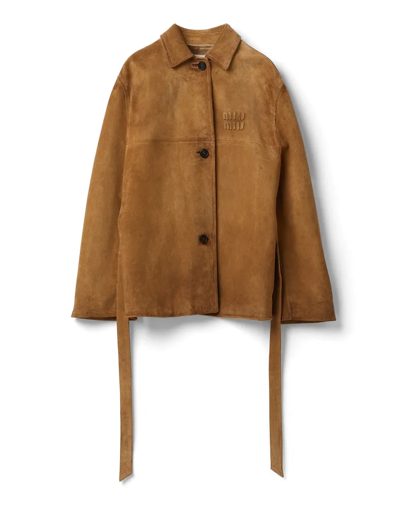 Miu Miu Jacke Aus Leder, Damen, Taubengrau, Größe Taubengrau