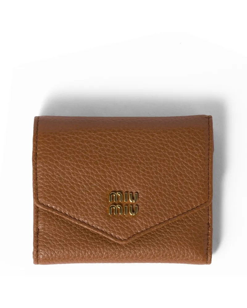Miu Miu Kleine Geldbörse Aus Leder, Damen, Cognac Cognac