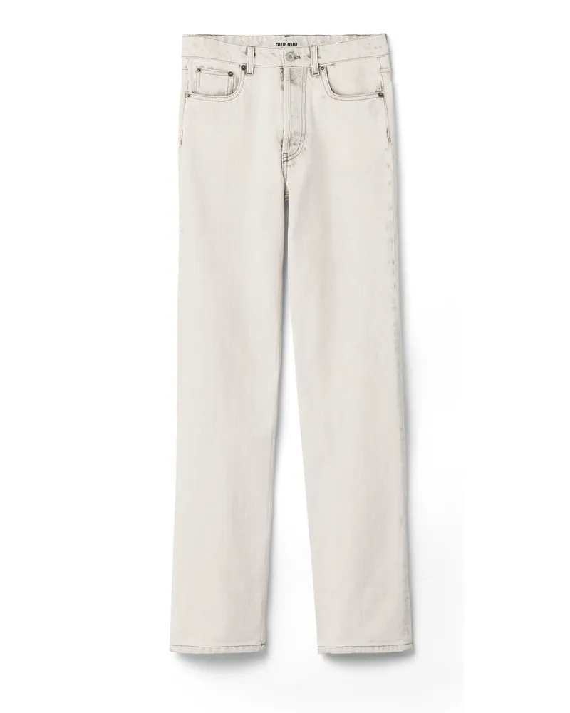Miu Miu Five-pocket-jeans Aus Denim, Damen, Weiss, Größe Weiss