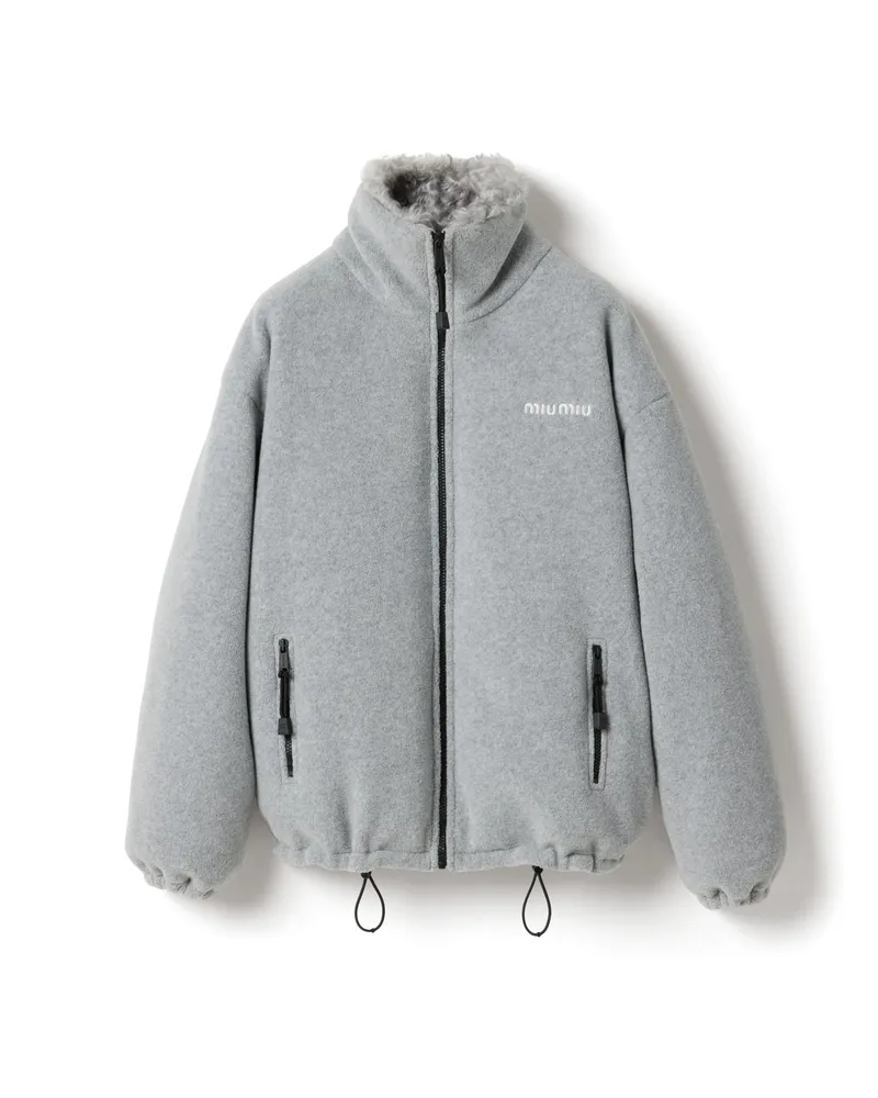 Miu Miu Daunenjacke Aus Fleece, Damen, Marmorgrau, Größe Marmorgrau
