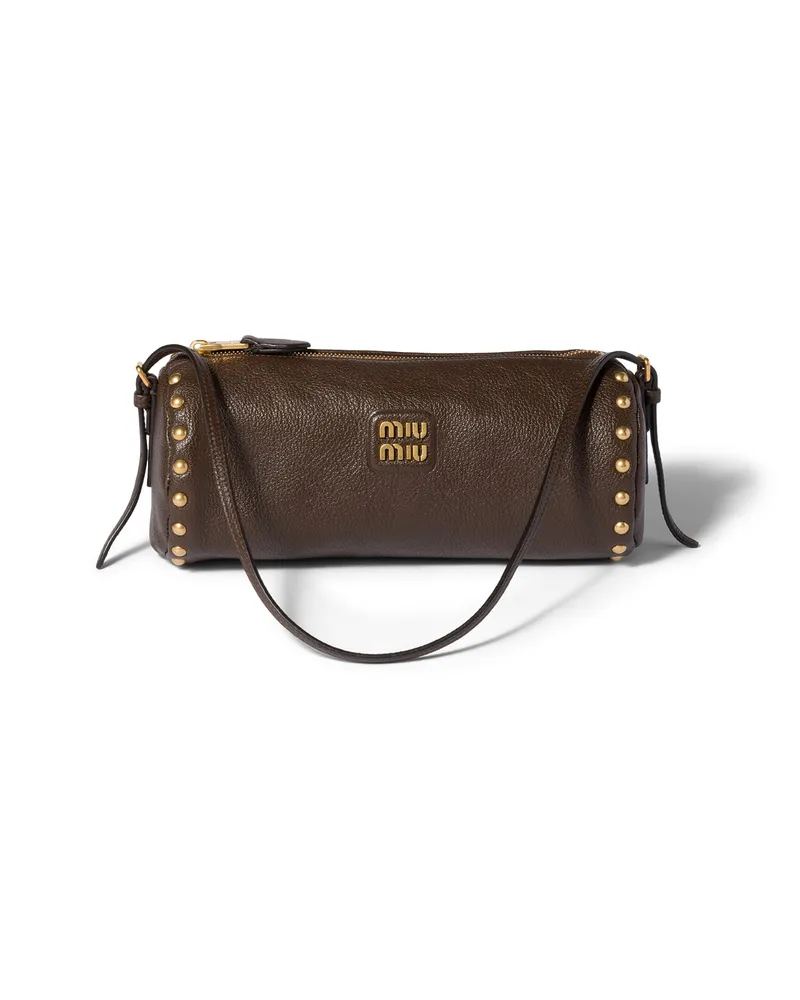 Miu Miu Pouch Aus Leder, Damen, Mahagoni Mahagoni