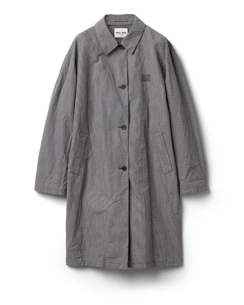 Miu Miu Einreihiger Trenchcoat Aus Vichy-karo, Damen, Grau, Größe Grau
